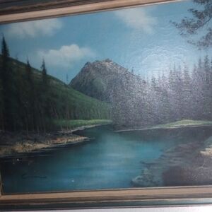 Anne Carson Green and Blue Mountain Lake Painting